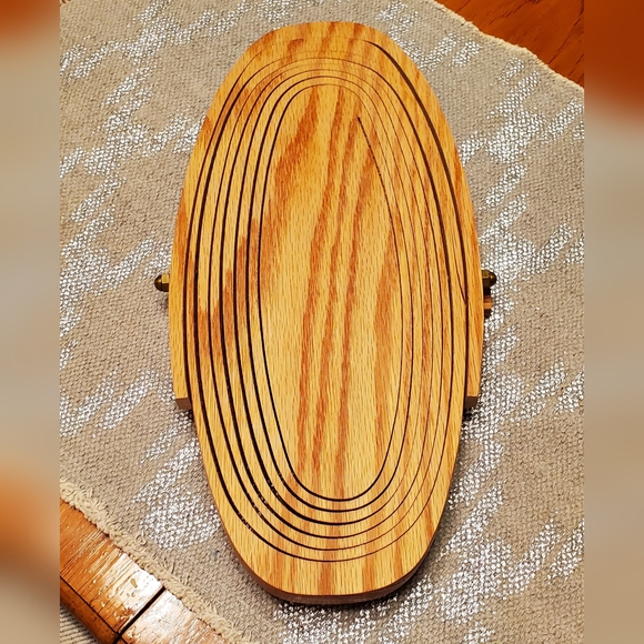 Wooden collapsible basket/trivet. By Deep Spring (signed) - Picture 4 of 7